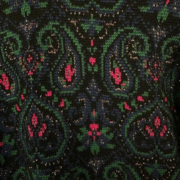 Vintage 90s  Susan Bristol  Metallic Cross Front Cardigan Sweater  Paisley  M - Picture 4 of 4